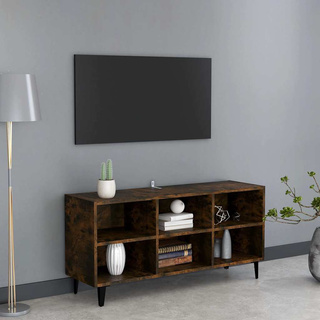 Szafka TV, metalowe nóżki, przydymiony dąb, 103,5x30x50 cm