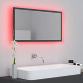 vidaXL Lustro łazienkowe z LED, szare, 80x8,5x37 cm, akryl
