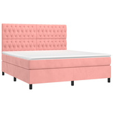 vidaXL Łóżko kontynentalne z materacem, różowe, 180x200 cm, aksamit wariant 7