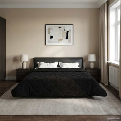 Zimowa Kołdra Czarny 200 x 240 cm Mikrofibra i Fleece Teddy
