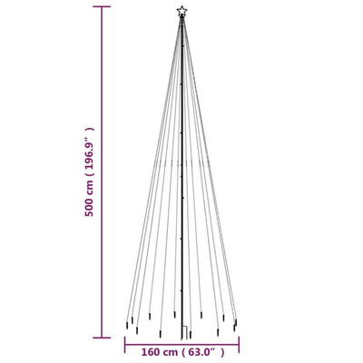 vidaXL Choinka z kołkiem gruntowym, 732 zimne białe LED, 500 cm
