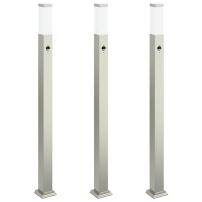 Lampy słupkowe z czujnikiem 3 szt. 110 cm Stal nierdzewna IP44