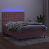 vidaXL Łóżko kontynentalne z materacem i LED, różowy aksamit 140x200cm wariant 5