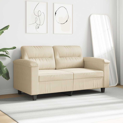 Sofa 2-osobowa, kremowy, 140 cm, tapicerowana mikrofibrą