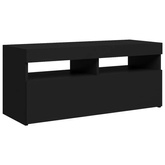 Szafka pod TV z oświetleniem LED, czarna, 90x35x40 cm vidaXL