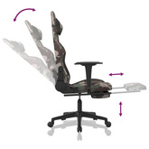vidaXL Fotel gamingowy z podnóżkiem, moro i czerń, obity tkaniną