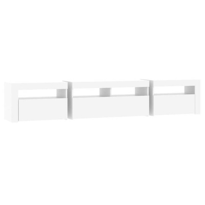 vidaXL Szafka pod TV z oświetleniem LED, biała, 210x35x40 cm
