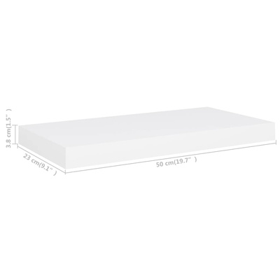 Półki ścienne, 2 szt., białe, 50x23x3,8 cm, MDF