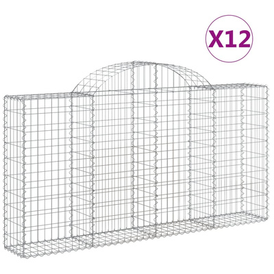 Kosze gabionowe, 12 szt, 200x30x100/120cm, galwanizowane żelazo