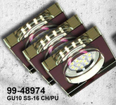 Zestaw trzech opraw Candellux SS-16 GU10 Led z Żarówką Led chrom szkło fioletowe