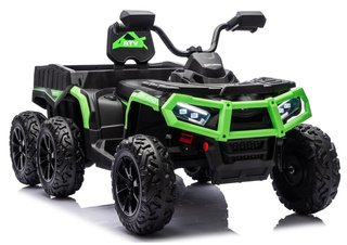 Quad Na Akumulator ATV 6 Kół Z Przyczepką JC606 24V 4x4 Zielony