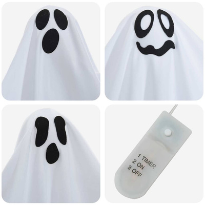 Zawieszany Duch Halloween 3 pcs Biały 52 x 62 cm Poliester