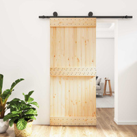 Drzwi przesuwne Naturalny i czarny 90 x 210 cm