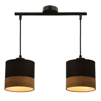 Lampa wisząca z abażurem Porto czarna podwójna do jadalni nad stół