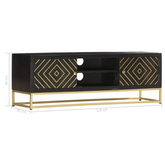 vidaXL Szafka pod TV, czarno-złota, 120x30x40 cm, lite drewno mango