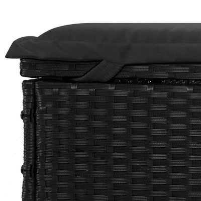 Leżak ze składanym dachem, czarny, 213x63x97 cm, polirattan vidaXL