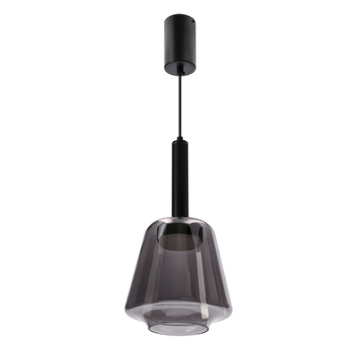 Lampa wisząca Bueno szklana czarna z kloszem dymionym do salonu