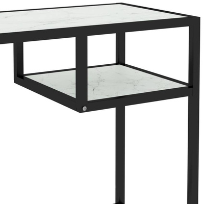 vidaXL Biurko komputerowe, biały marmur 100x36x74 cm, hartowane szkło
