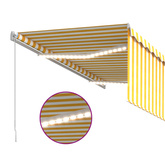 Ręcznie zwijana markiza z zasłoną i LED, 3x2,5 m, żółto-biała