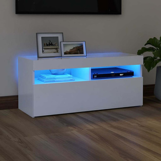 pod TV z oświetleniem LED, biała, 90x35x40 cm Szafka