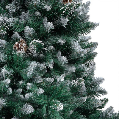 vidaXL Sztuczna choinka z lampkami, bombkami i szyszkami, 180 cm
