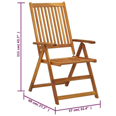 vidaXL Składane krzesła ogrodowe z poduszkami, 6 szt., drewno akacjowe