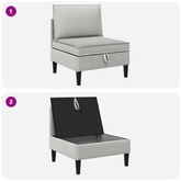 Środkowa Sofa z Przechowywaniem jasnoszary Welur