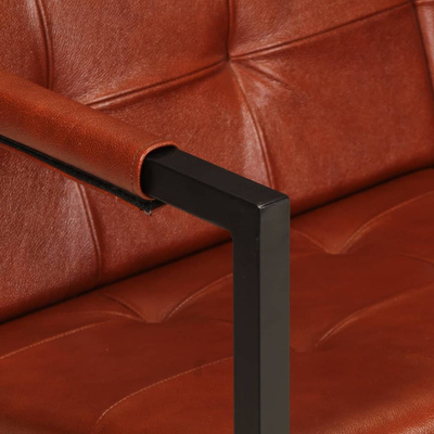vidaXL Sofa 2-osobowa, brązowa, naturalna skóra kozia