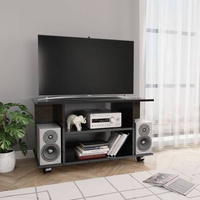 vidaXL Szafka pod TV z kółkami, wysoki połysk, czarna, 80x40x40 cm