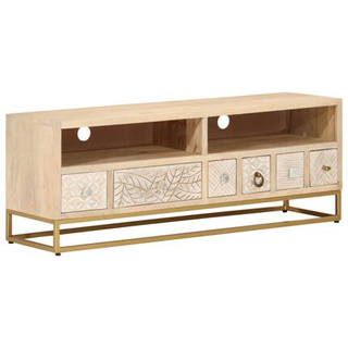 Szafka pod TV, 110x30x40 cm, lite drewno mango i żelazo vidaXL