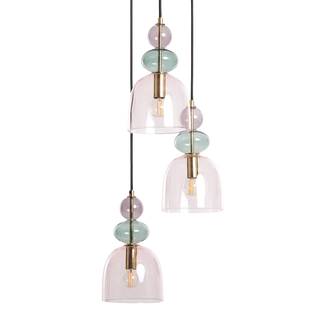 Lampa Wisząca Szklana Fioletowa 3xE14 35cm Abruzzo Koloreno