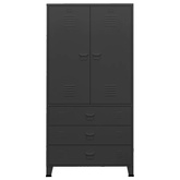 Industrialna szafa, czarna, 90x50x180 cm, metalowa