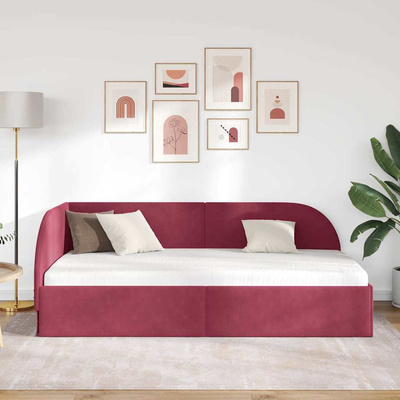 Rama łóżka narożnego Czerwone wino 90 x 200 cm Aksamit