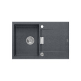 Zlewozmywak granitowy OWEN 111 – jednokomorowy, wpuszczany, black diamond/elementy stalowe, Quadron