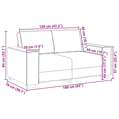 Sofa 2-osobowa, brązowy, 160x78x84 cm, tapicerowana aksamitem