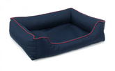 Legowisko dla psa Sofa Valencia Orthopedic w kolorze granatowym z czerwonym wykończeniem Rozmiar: XL - 120 x 90 cm - do samodzielnego złożenia