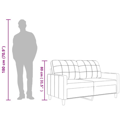 2-osobowa sofa, czarna, 120 cm, sztuczna skóra