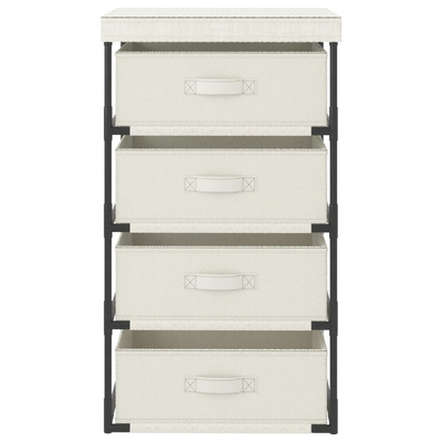 vidXL Regał z 4 koszami z tkaniny, stalowy, kremowy