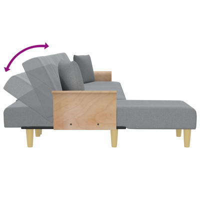 vidaXL Sofa rozkładana L, jasnoszara, 279x140x70 cm, tkanina