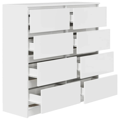 Komoda Biała 100x35x99 cm Drewno klejone