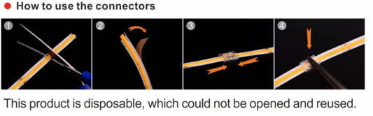 Mini Szybkozłączka z Kablem Taśm LED COB 8mm IP20
