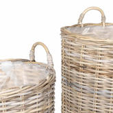 Kosz na rośliny 2 szt. Naturalna szarość Rattan Kubu