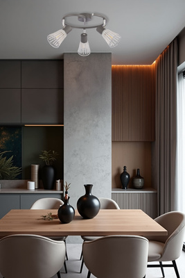 Lampa sufitowa spirala CURTIS szara 3x40W E14 nowoczesna oprawa oświetleniowa do salonu sypialni przedpokoju