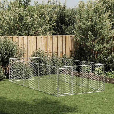 Buda dla psa na zewnątrz z drzwiami 2x4x1 m, ocynkowana stal