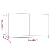 vidaXL Wisząca szafka pod TV, przydymiony dąb, 60x30x30 cm
