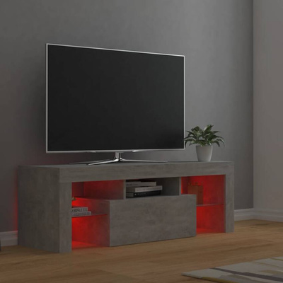 Szafka pod TV z oświetleniem LED, szarość betonu, 120x35x40 cm vidaXL