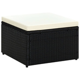 Puf 53 x 53 x 30 cm, polirattanowy, czarny