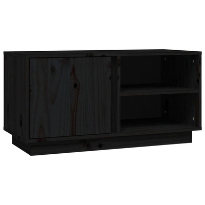Szafka pod TV, czarna, 80x35x40,5 cm, lite drewno sosnowe vidaXL