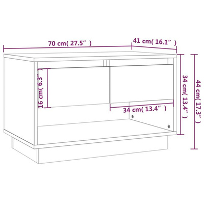vidaXL Szafka pod TV, czarna, 70x41x44 cm, materiał drewnopochodny