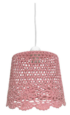 Lampa wisząca Nonna z różowym kloszem pojedyncza tkaninowa do sypialni
